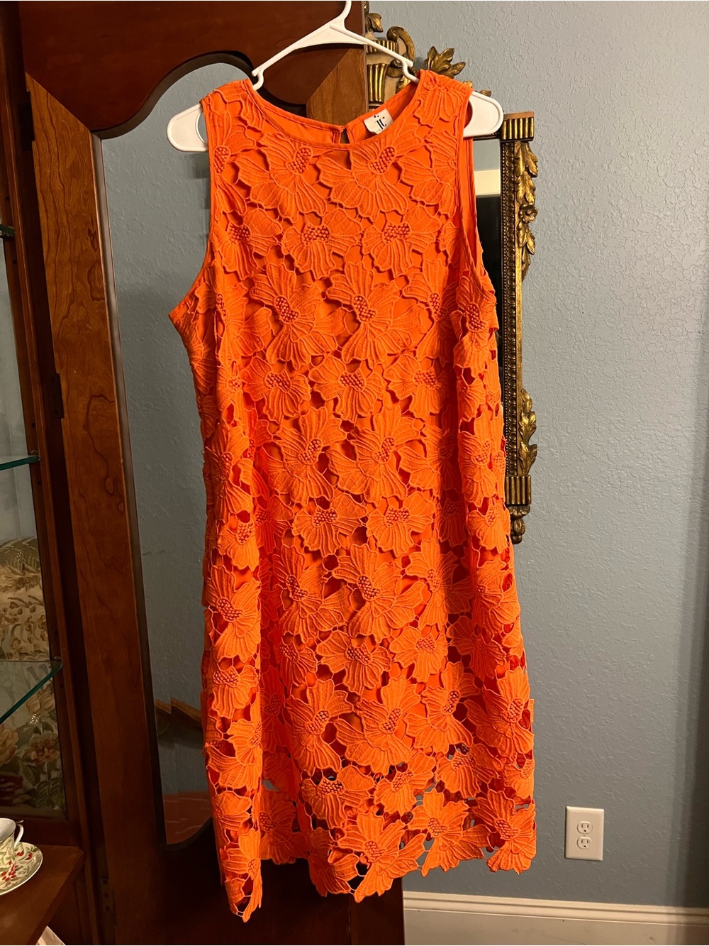 julia jordan Orange Floral Lace Dress Top